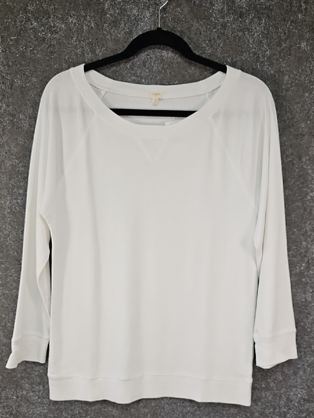J Crew Raglan Sleeve Tee Shirt, White, Large, Cotton, NEW